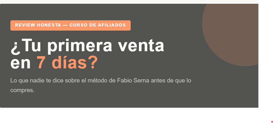 Foto review honesta curso Mi primera venta en 7 días